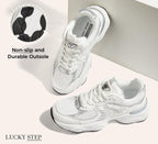 Women's Platform Chunky Fashion Sneakers, White, 8