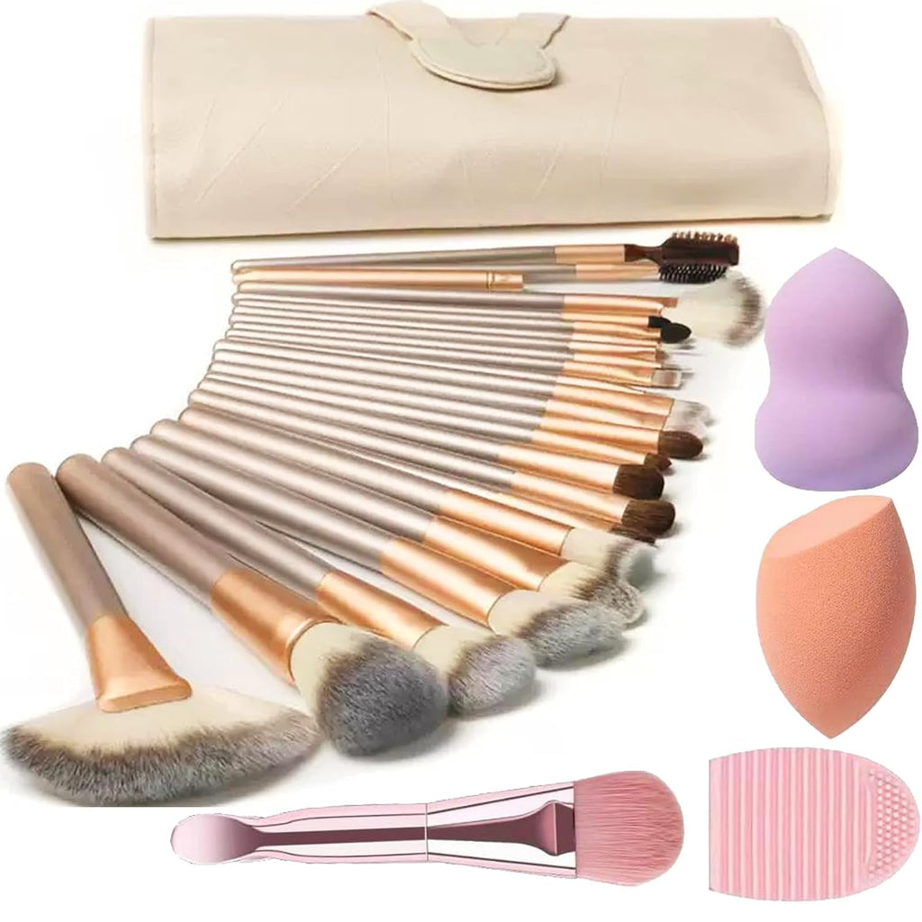 Complete Make Up Brush Sets for Women, NEVSETPO 28PCS Synthetic Makeup Kits Include 24 Makeup Brushes,2 Beauty