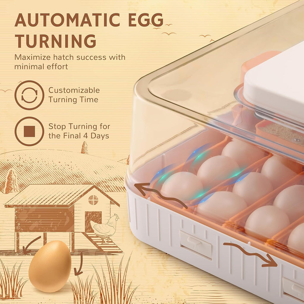 Nestasy ProHatch56 Egg Incubator with Automatic Egg Turning and Humidity Temperature Control, 56 Eggs Capacity for