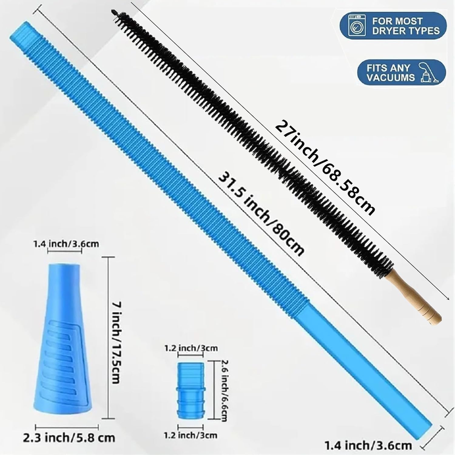 Universal Dryer Vent Cleaner Kit Compatible with Most Vacuum Cleaner Include Vacuum Hose Attachment Accessories Brush