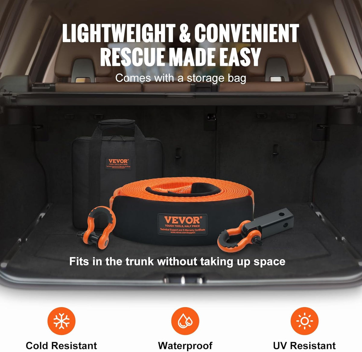 Polyester Heavy Duty Tow Strap Recovery Kit 3" x 30 ft (MBS-36,000 lbs) Winch Strap, Triple Reinforced Loop, Snatch