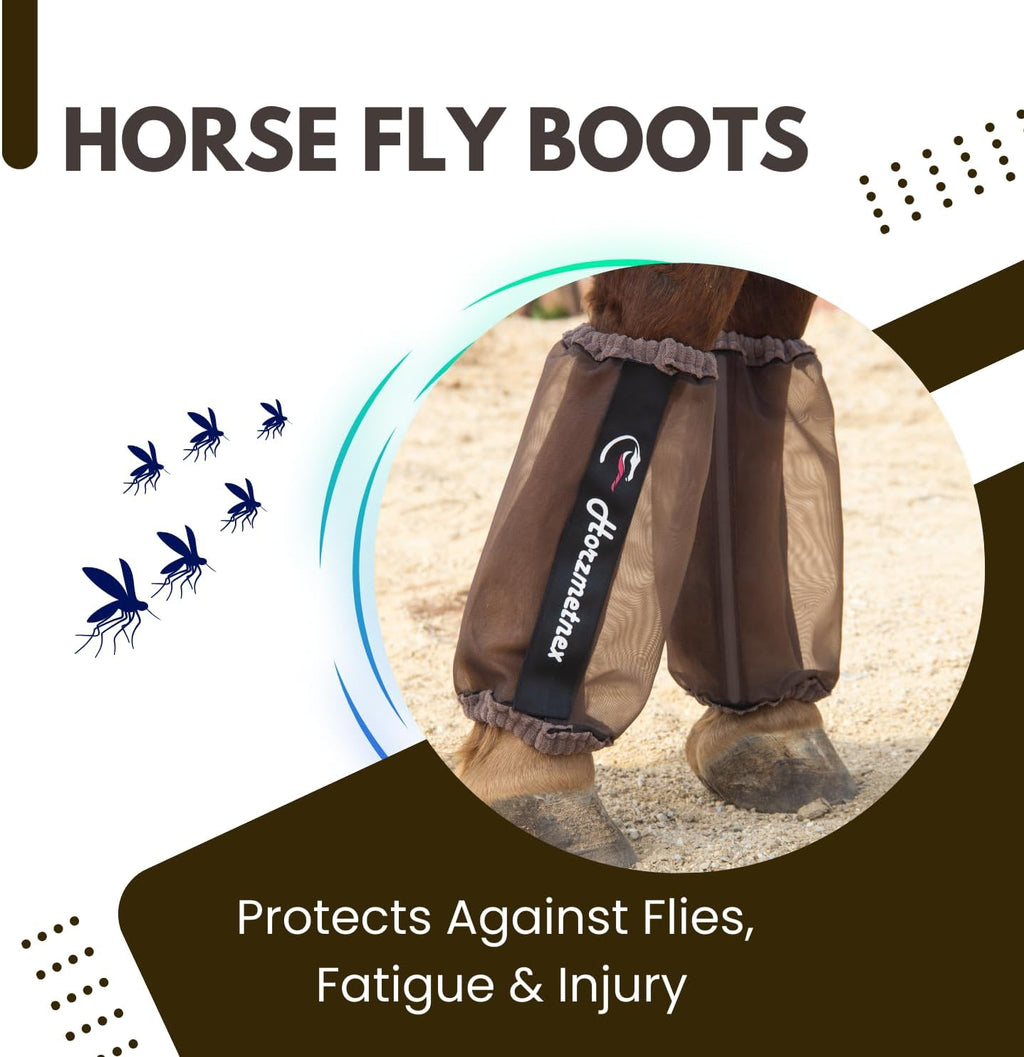 Tear-Resistant Fine Mesh Horse Fly Boots Breathable Fly Boots with Thickened Webbing Hook and Loop Lightweight Summer