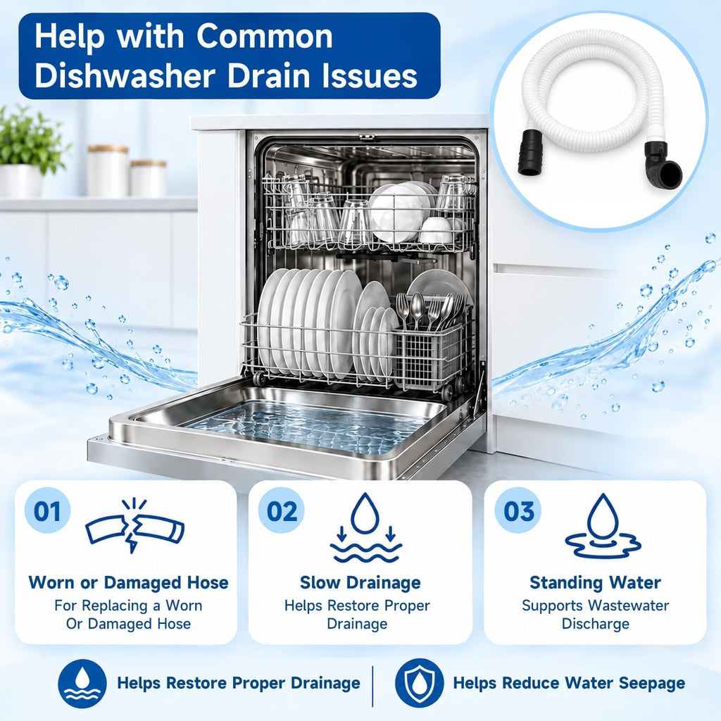 Dishwasher Drain Loop Hose Compatible With Whirlpool WPW10545278 W10137608