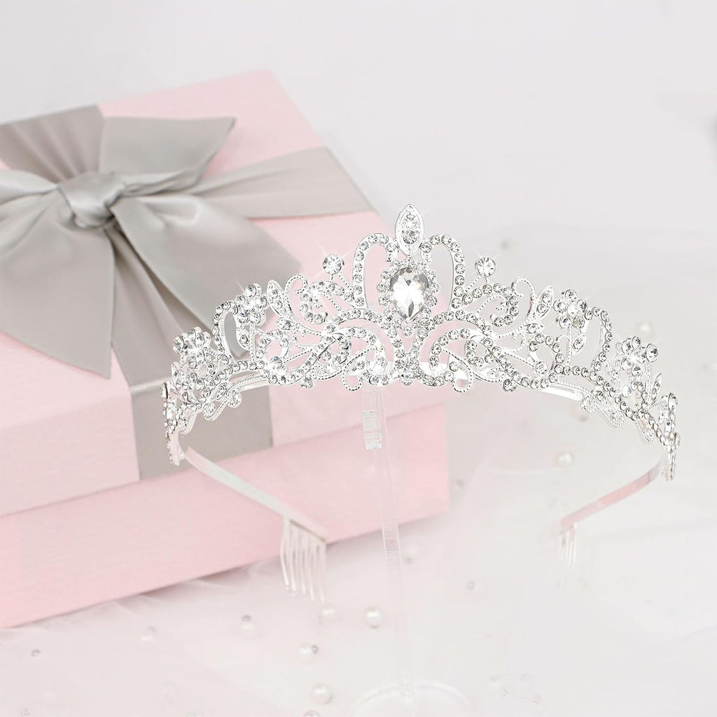 Silver Rhinestone Birthday Tiara and Sash Set, "It's my Birthday" Glitter Sash with Crystal Crown for Women, Birthday