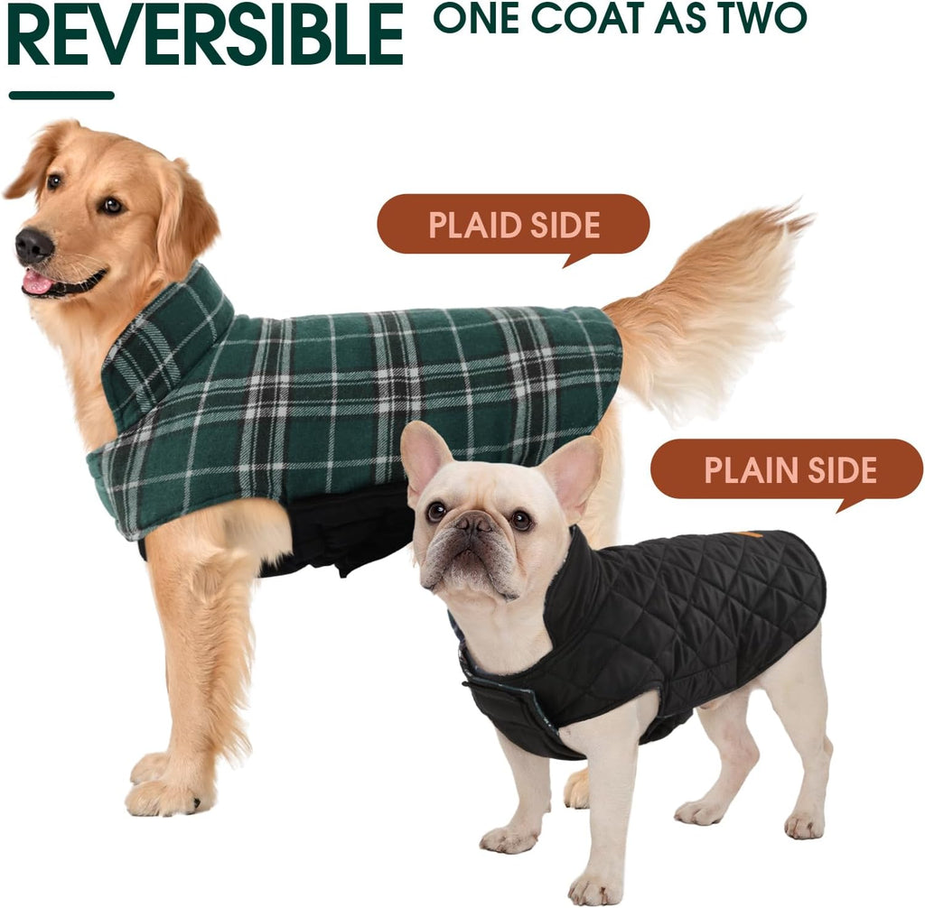 Waterproof Dog Coat, Reversible Dog Jacket for Small Dogs, Adjustable Durable Doggie Winter Coat Warm Cozy Puppy Cold