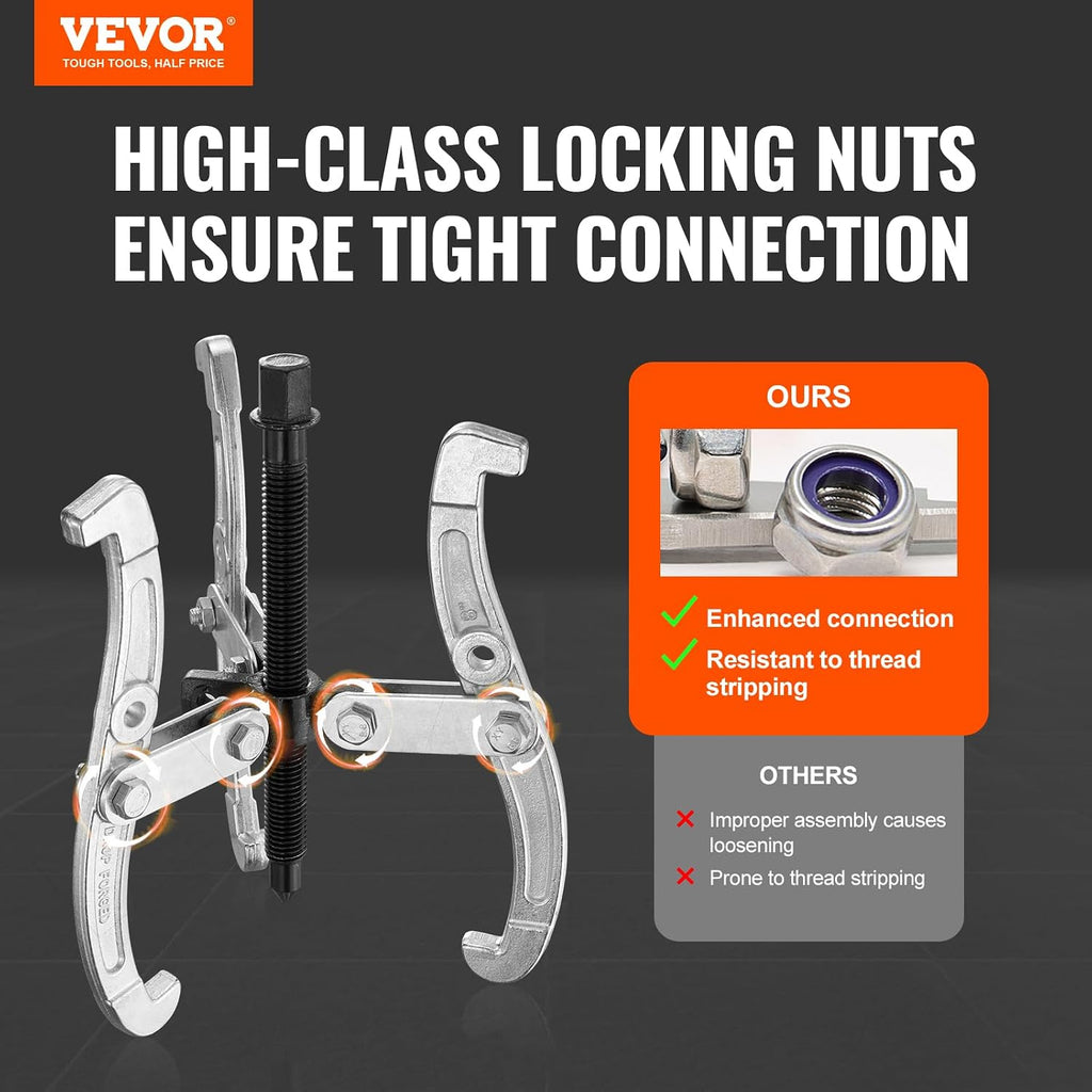 Gear Puller Set, 3" 4" 6" 8" Puller Kit, 3 Jaw Gear Bearing Flywheel Pulley Removal Tool, 2 or 3 Reversible Jaws