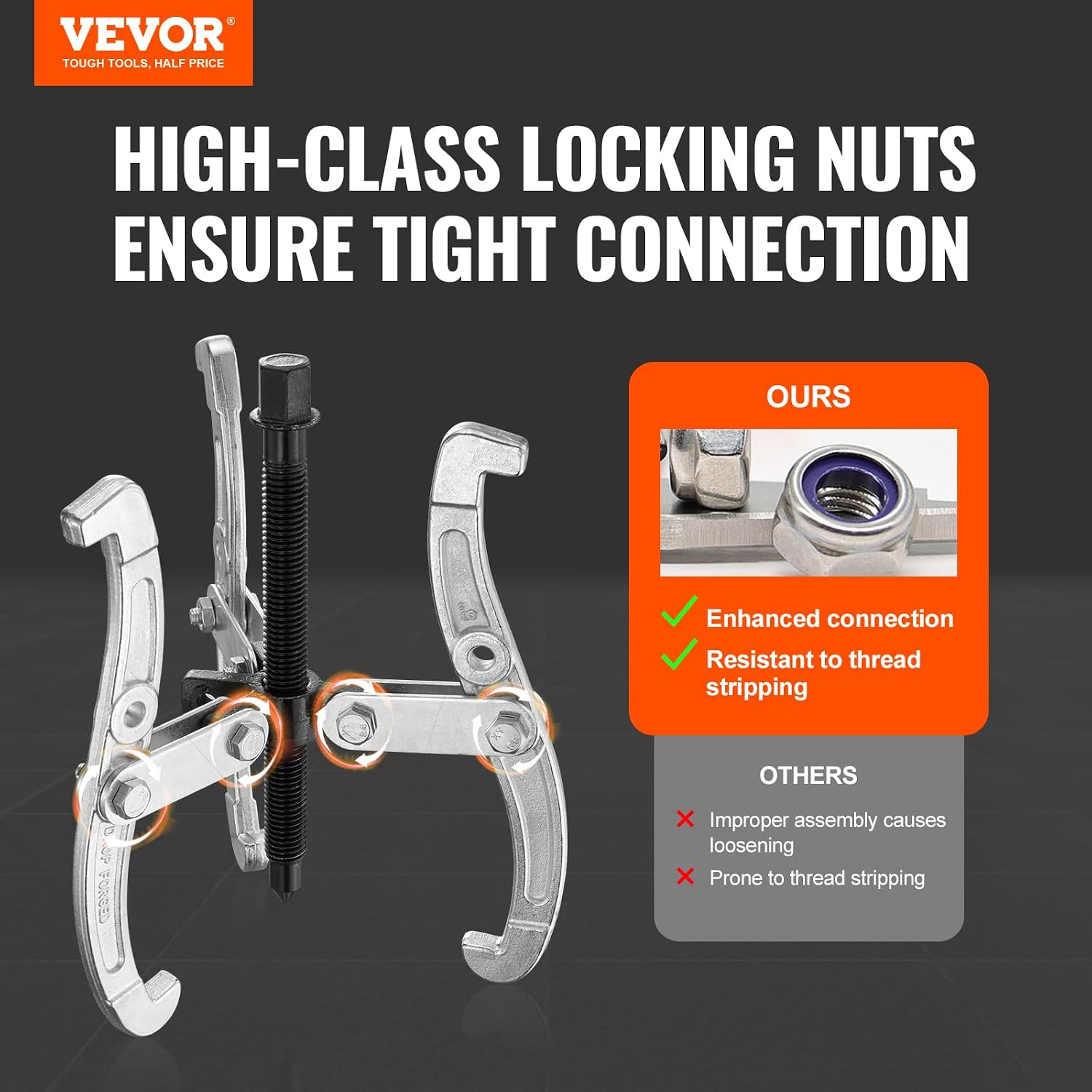Gear Puller Set, 3" 4" 6" 8" Puller Kit, 3 Jaw Gear Bearing Flywheel Pulley Removal Tool, 2 or 3 Reversible Jaws