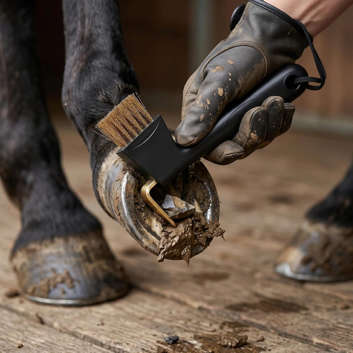 Professional Hoof Pick with Heavy-Duty Brass Wire Brush