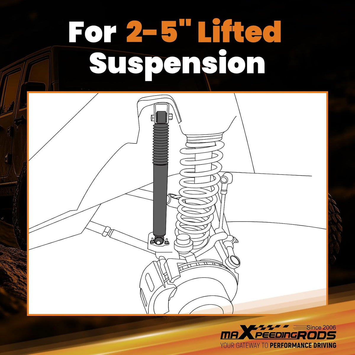 maXpeedingrods 2-5" Rear Shocks for Jeep Wrangler YJ 4WD 1987-1995