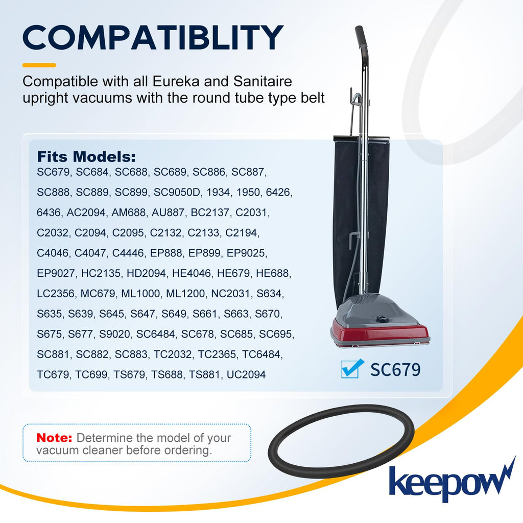 KEEPOW Vacuum Belt, 6 Pack Round Vacuum Belts Replacement Vacuum Parts
