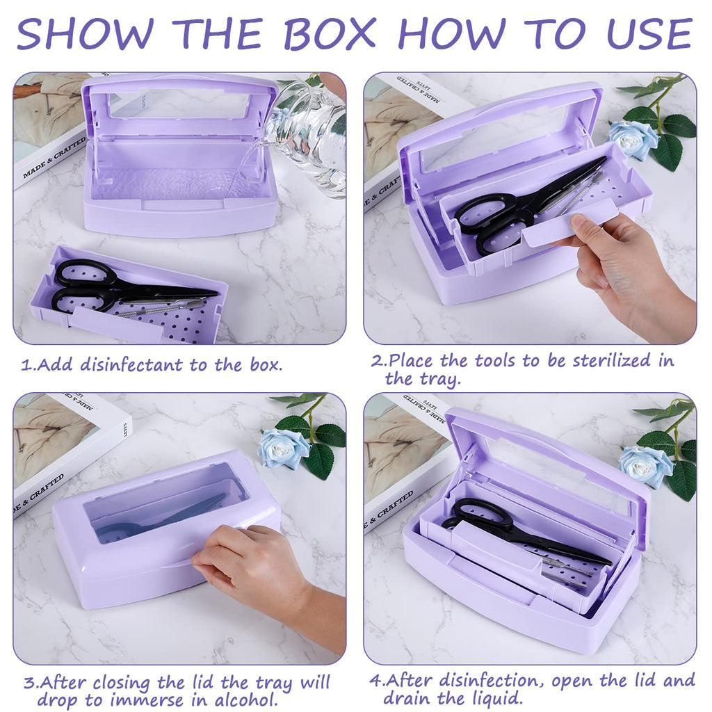2 Piece Nail Tool Sterilizer Box barbicide Disinfectant Jar Plastic Disinfectant Container Suitable for Nail Tools