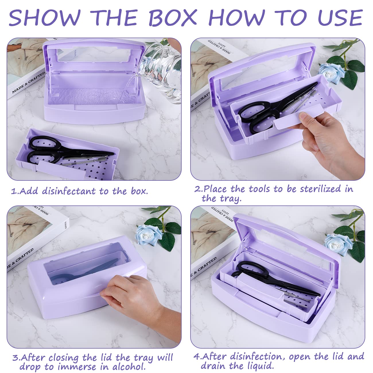 2 Piece Nail Tool Sterilizer Box barbicide Disinfectant Jar Plastic Disinfectant Container Suitable for Nail Tools