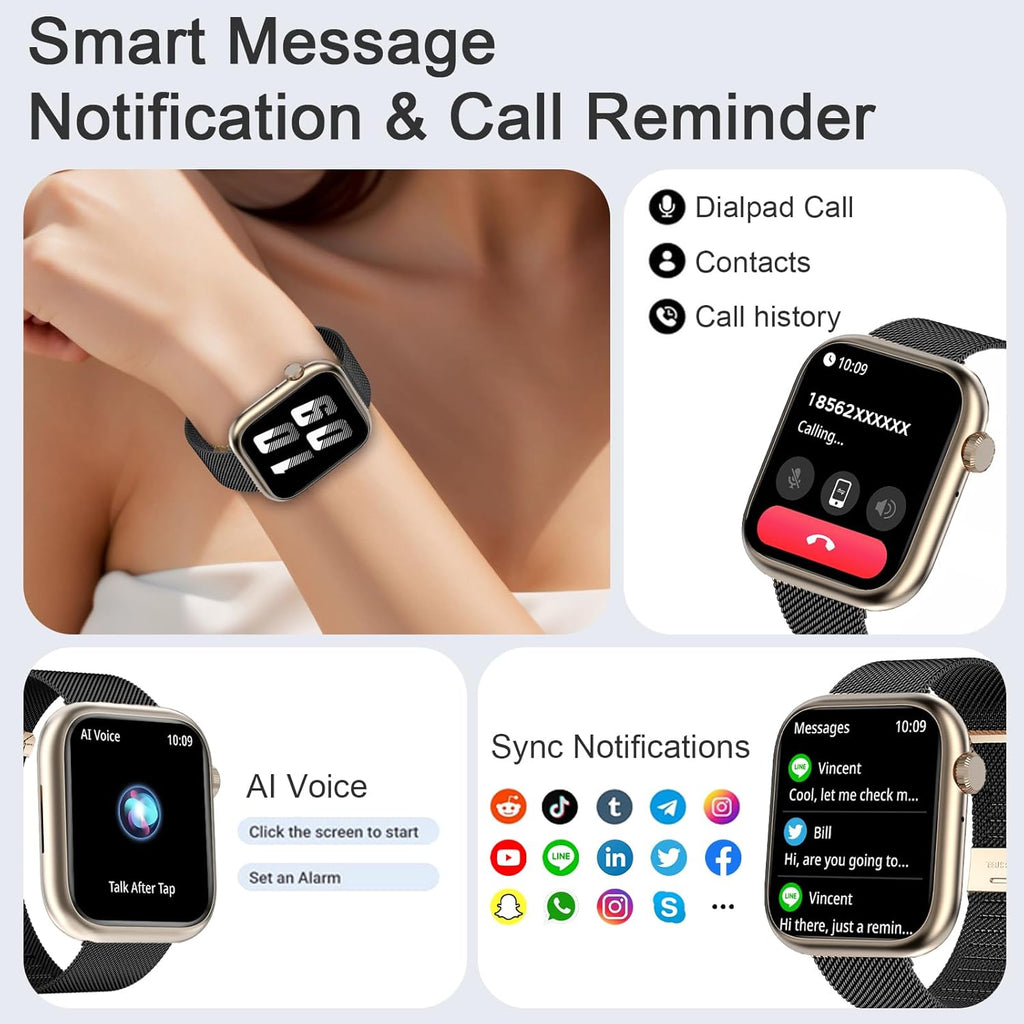 Smart Watches for Men Women(Answer/Make Calls),7 Day Battery Fitness Watch with SpO2/HR/Sleep/BP Monitor,120+ Sports