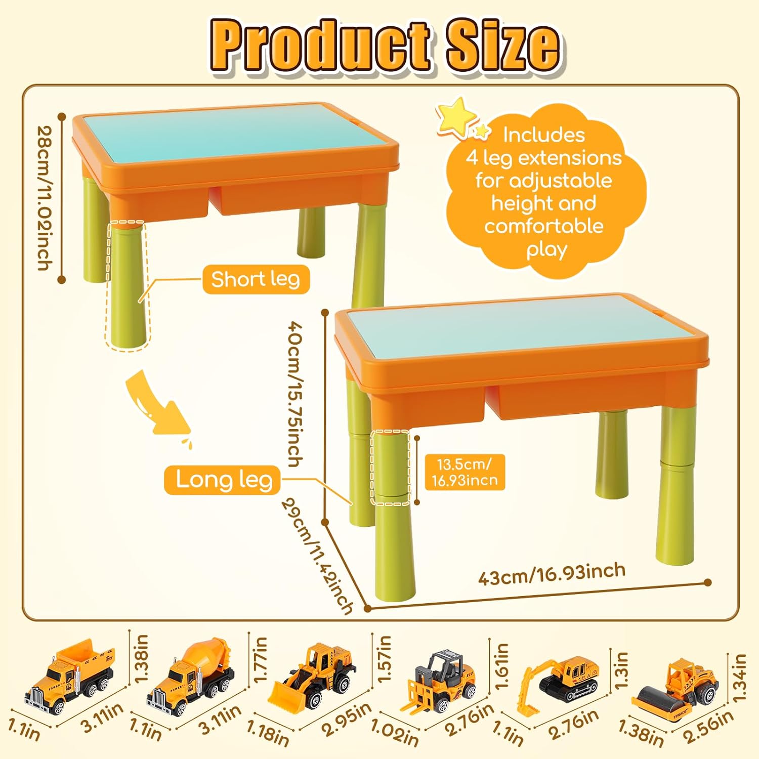 Sensory Table with Sensory Sand, Indoor Sensory Bin with Lid & 2.6lbs Play Sand, Construction Kit with 6 Alloy Trucks