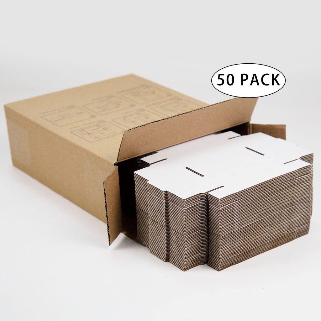 50 Pack 4x4x1 Inches Small Shipping Boxes, White Corrugated Cardboard Boxes, Moving Mailing Packing Box