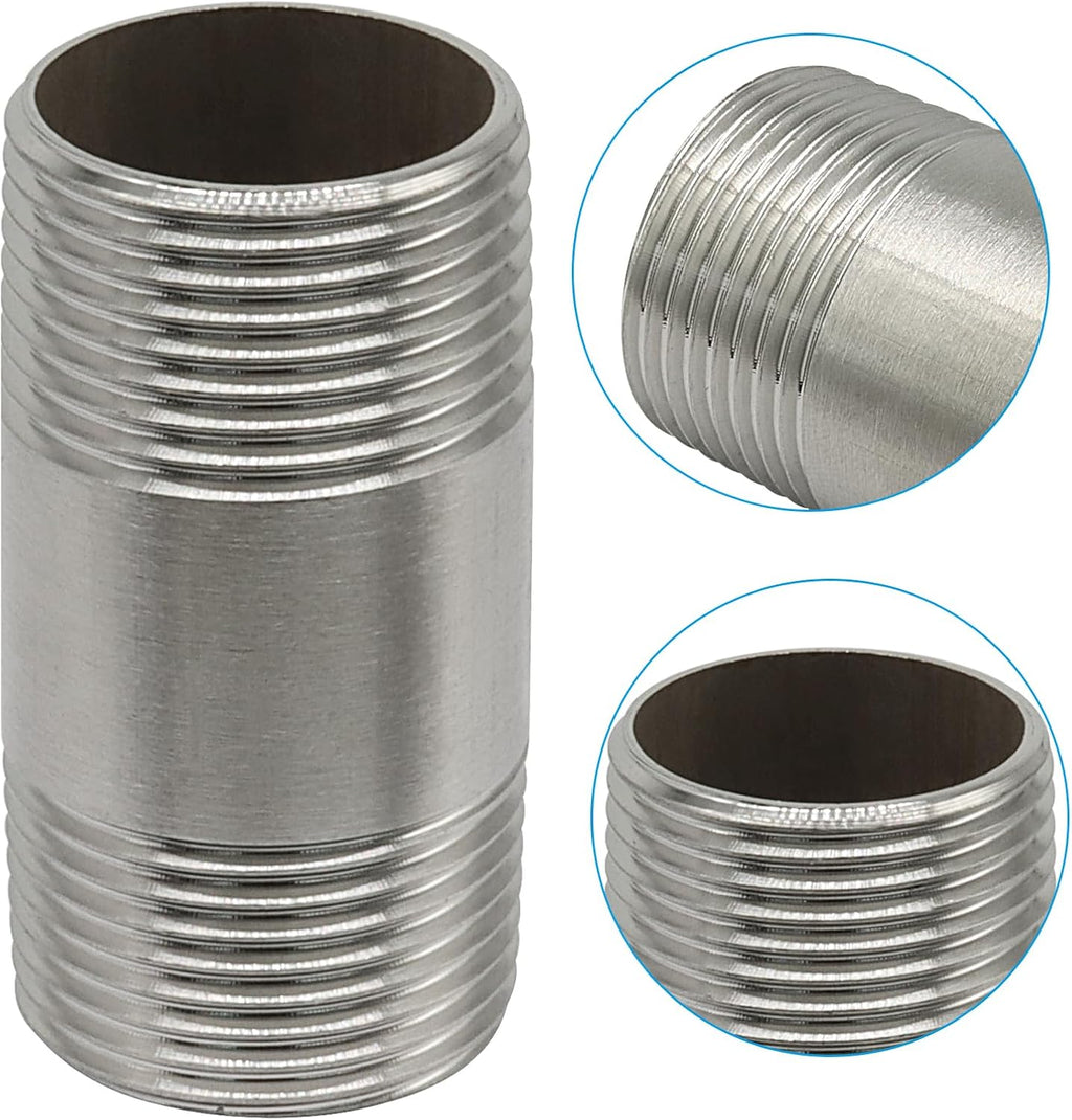 2" Stainless Steel Nipple Pipe Fitting, 3/4" NPT, 2 Pcs