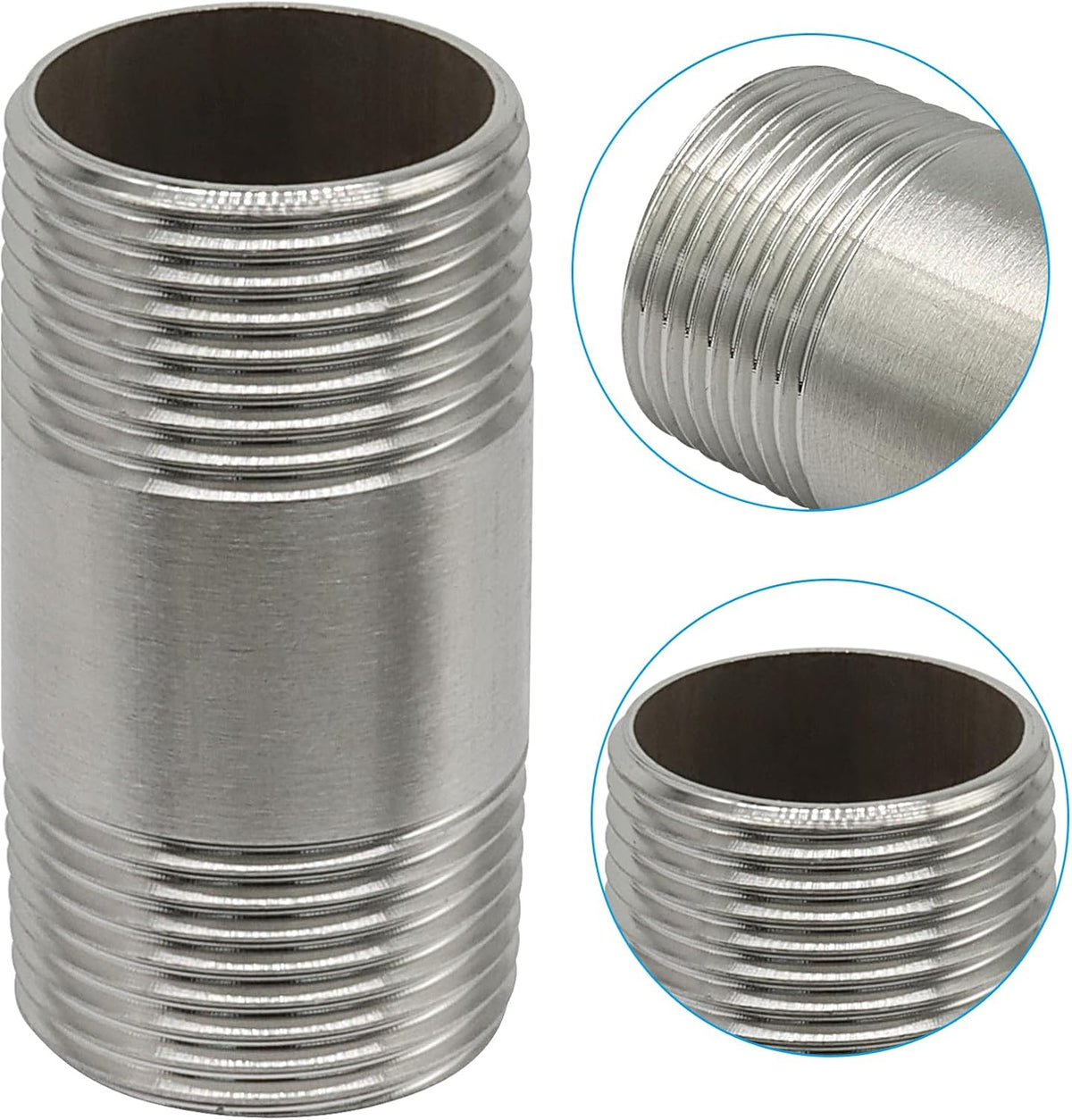2" Stainless Steel Nipple Pipe Fitting, 3/4" NPT, 2 Pcs