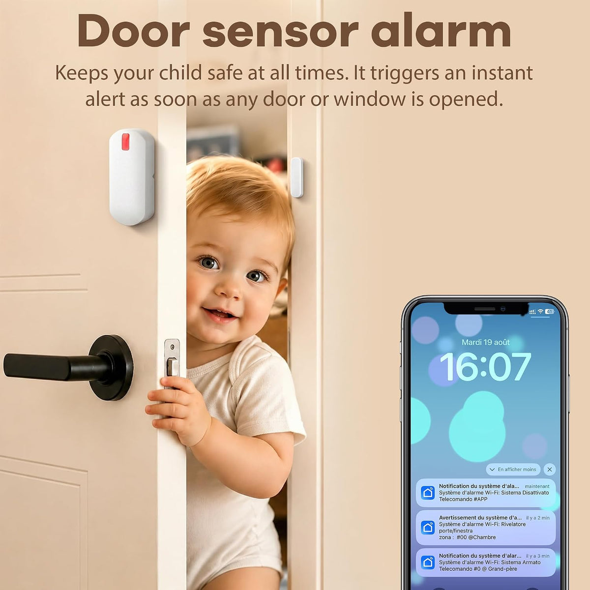 Home Security System Wireless, Smart WiFi Alarm System DIY Kit with 120dB Siren, Door Window Sensors & Remote