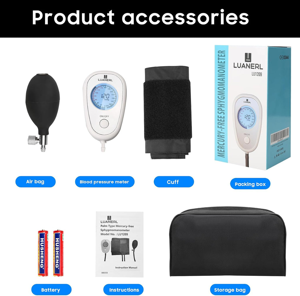 Professional Aneroid Digital Display Manual Blood Pressure Cuff Size 8”-17” Inches (20-42cm) Precise Sphygmomanometer