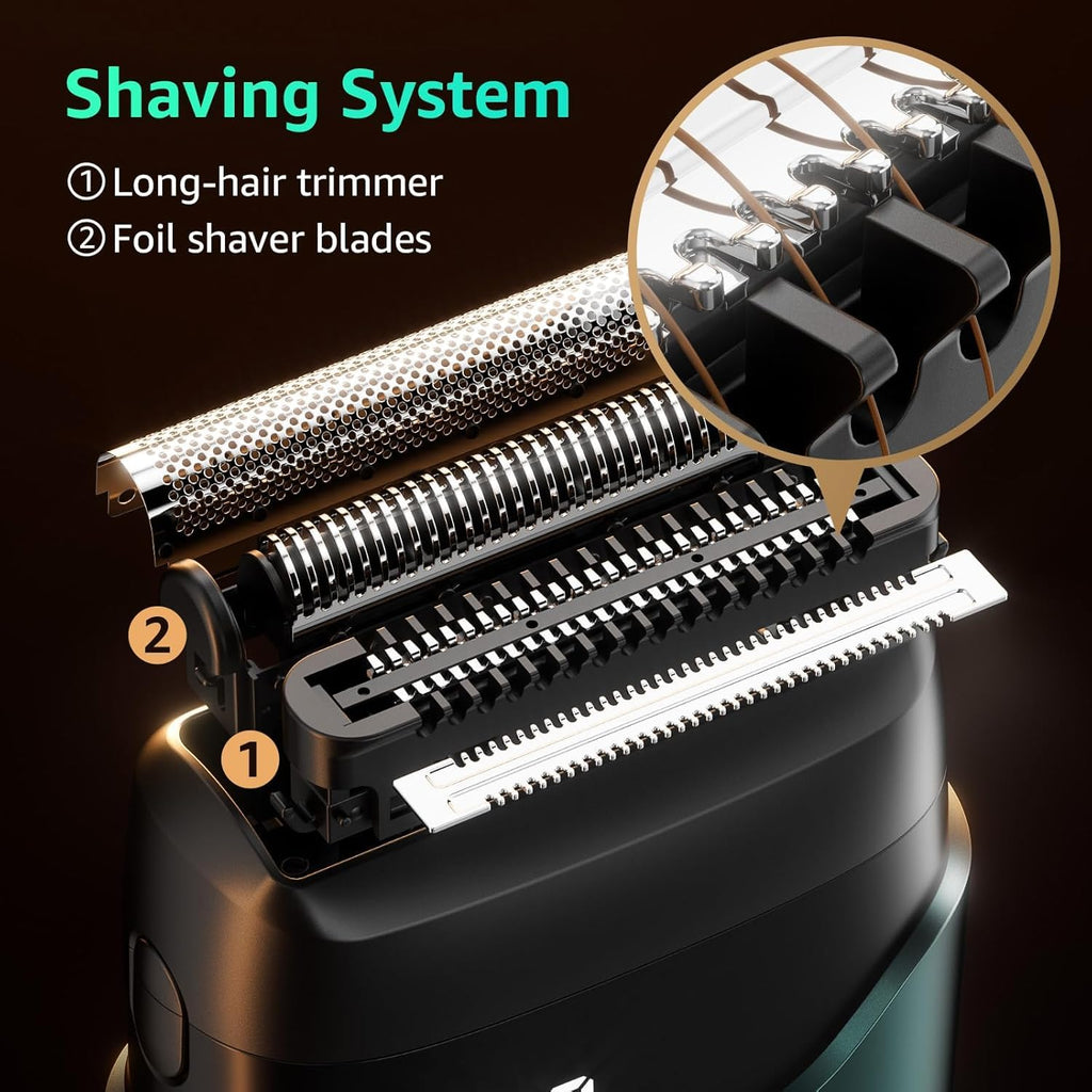 Electric Foil Shavers for Men: IPX7 Waterproof - Emerald Green