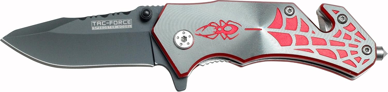 Rescue Style Pocket Folding Knife – Stainless Steel Drop Point Blade – Aluminum Handle– Pocket Clip, Glass Breaker &