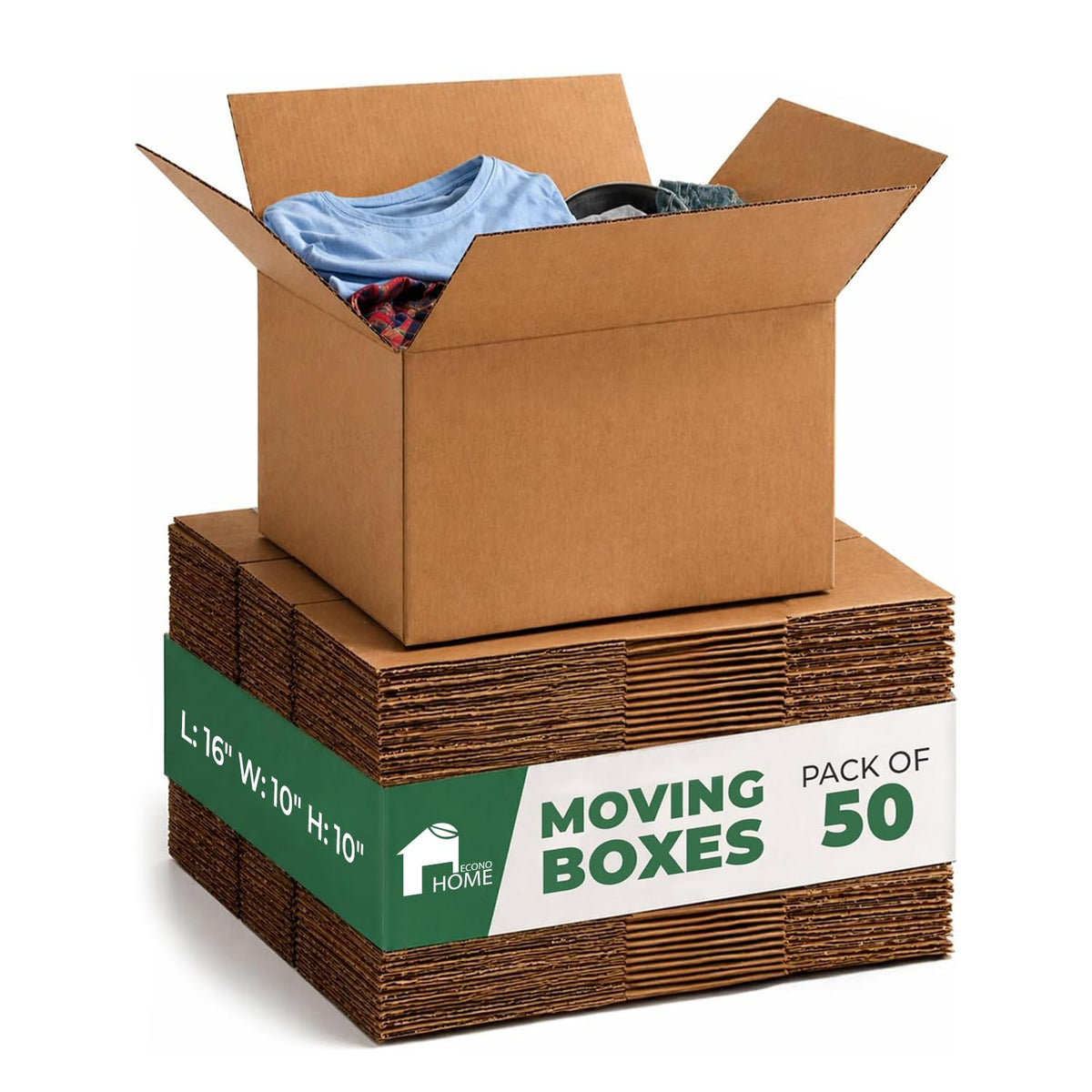Corrugated Shipping Boxes - 16x10x10" Smedium Moving Boxes - Durable Cardboard - For Packing, Storage & Small