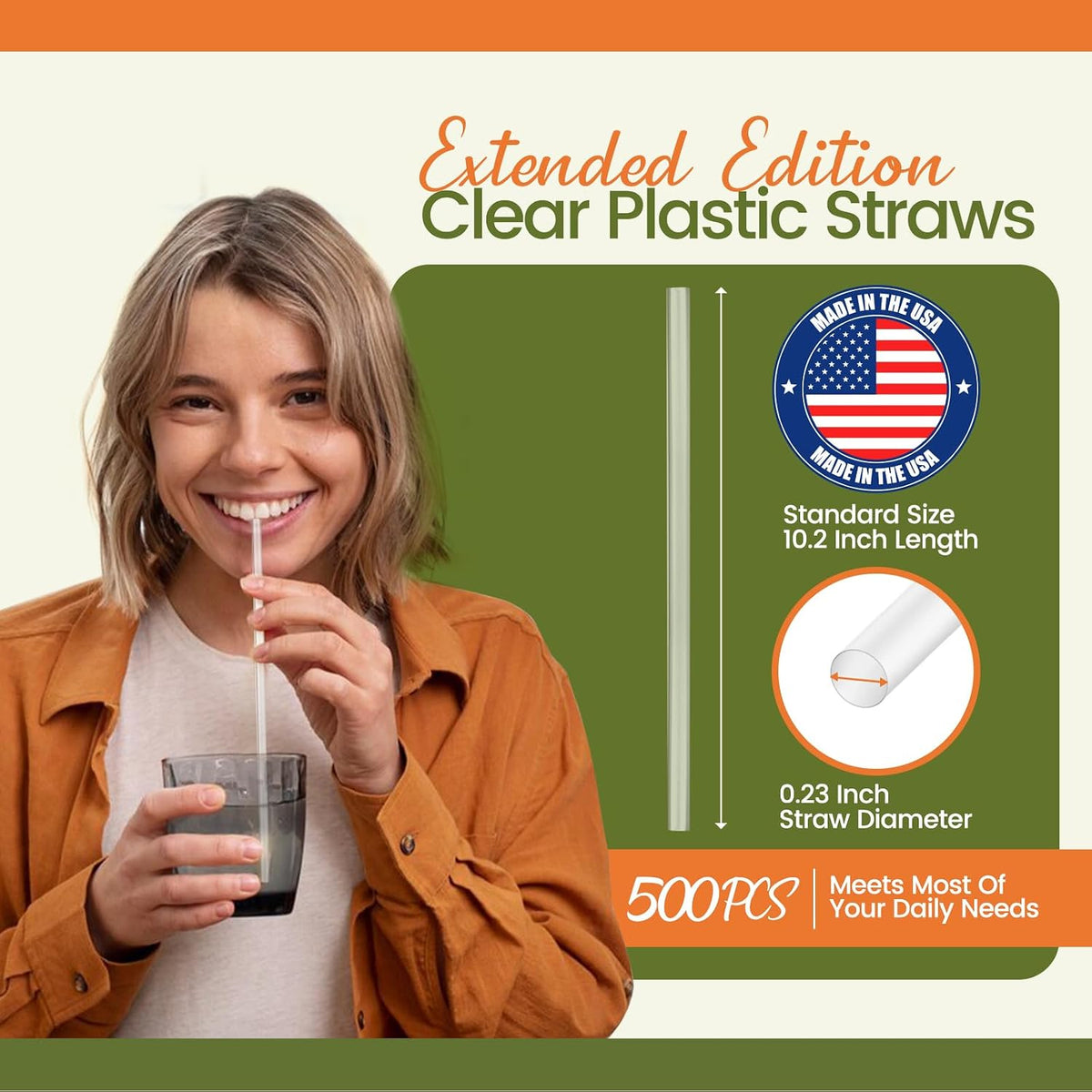 Plastic Straws 500 Pcs Individually Wrapped Clear Disposable Drinking Straw