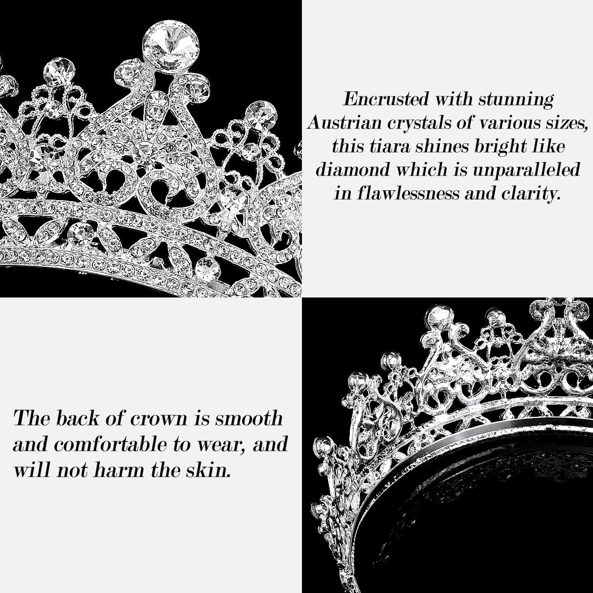 Tiaras and Crowns for Women Crystal Wedding Tiara for Bride, Royal Queen Crown Princess Tiara Quinceanera Crown