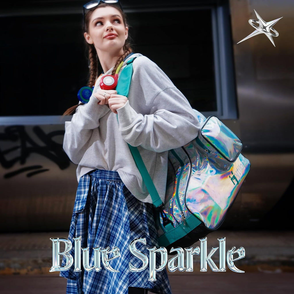 Roller Skate Bag for Inline Skates Ice Skates and Figure Skating Stylish Plain Holographic Fashion Design Spacious