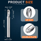 Workkyma Ball Nose Carbide End Mill 6mm Shank 6mmx12mm CDxCL 2 Flute