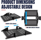 2U Cantilever Server Shelf Rack Mount 19 Inch 2 Piece Set Center Weighted Vented Tray for AV Data Network Equipment Enclosure, 110lb Capacity, 10 Inch Deep, Black(2U10InD)