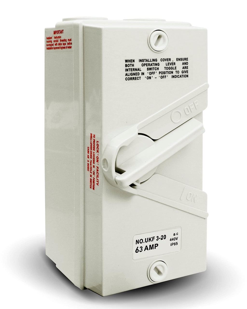63A 440V Motor Disconnect Switch 3 Pole IP65 Waterproof Safety Switch