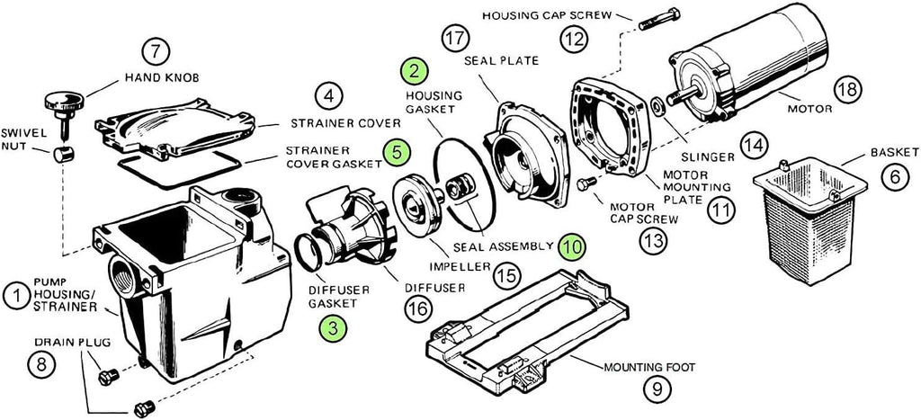 SP2600 Replacement Hayward Super Pump Seal Kit for Hayward SP2607X10 Gasket