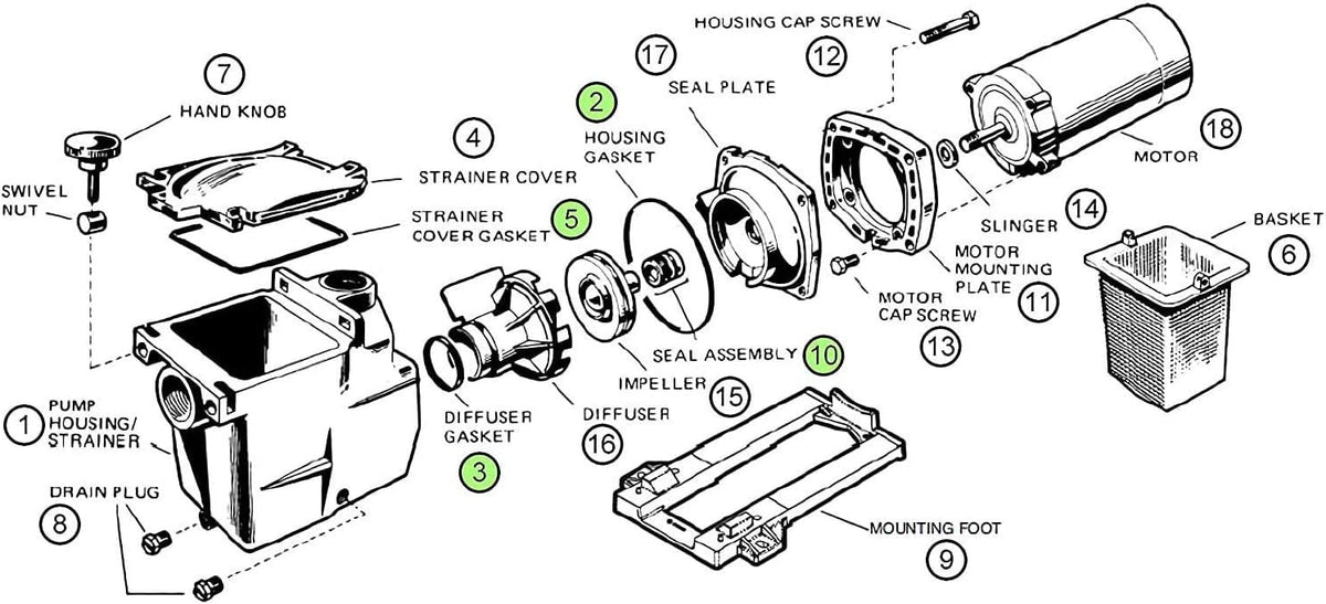 SP2600 Replacement Hayward Super Pump Seal Kit for Hayward SP2607X10 Gasket