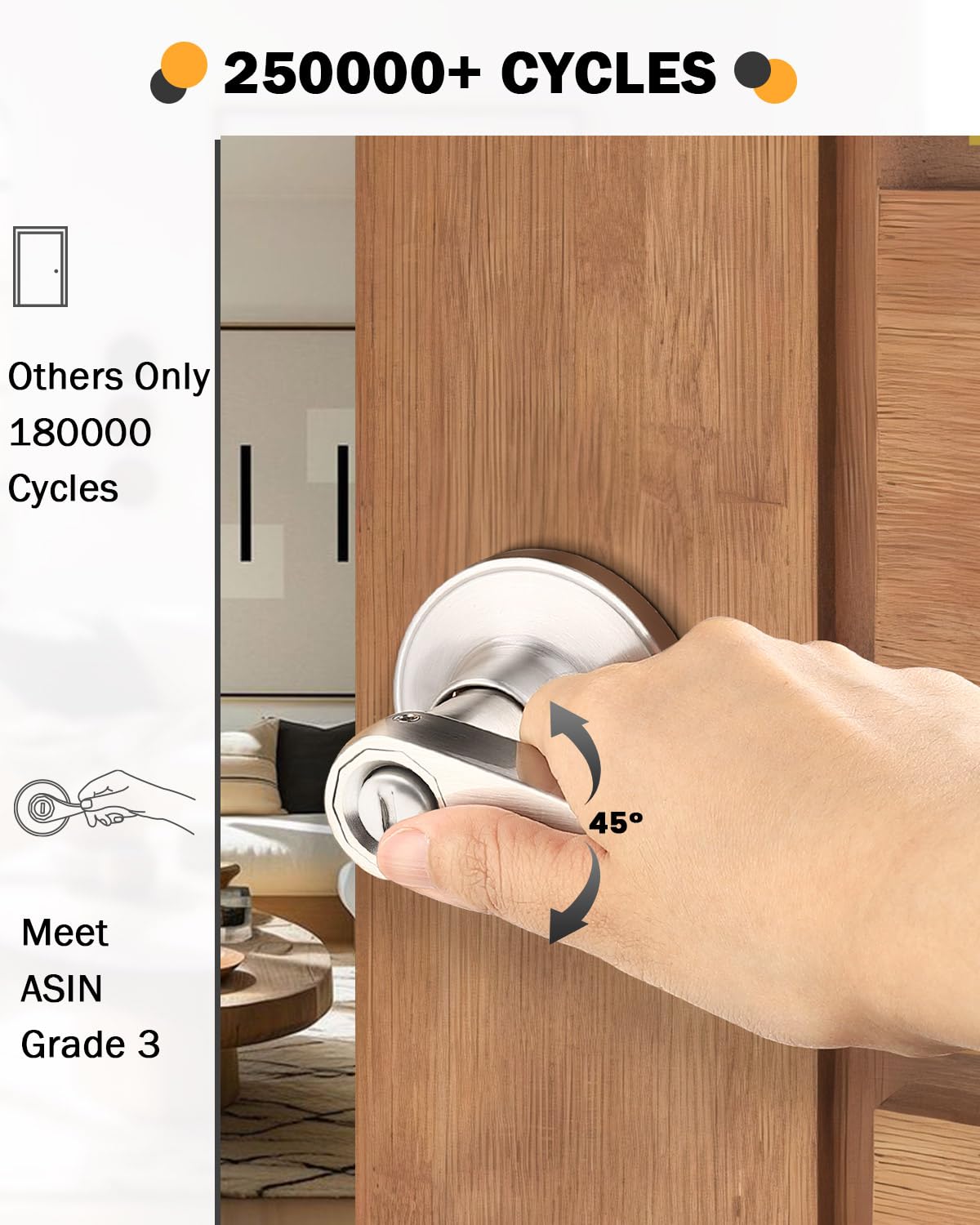 6 Pack Privacy Locksets Interior Door Levers/Handles for Bedroom Bath, Wave Levers, Right Left Handed Door Knobs