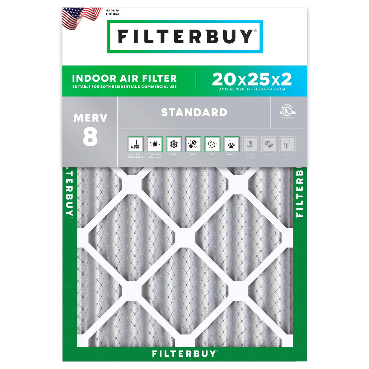 20x25x2 Air Filter MERV 8 Dust & Allergy Defense (1-Pack)