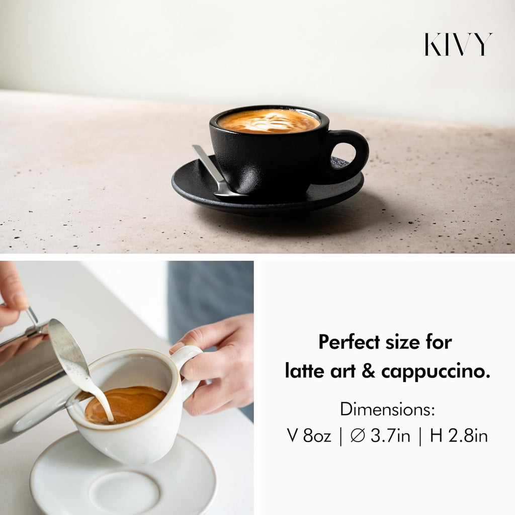 Cappuccino Cups set - 4x 8oz - Thick-walled stoneware cappuccino cup