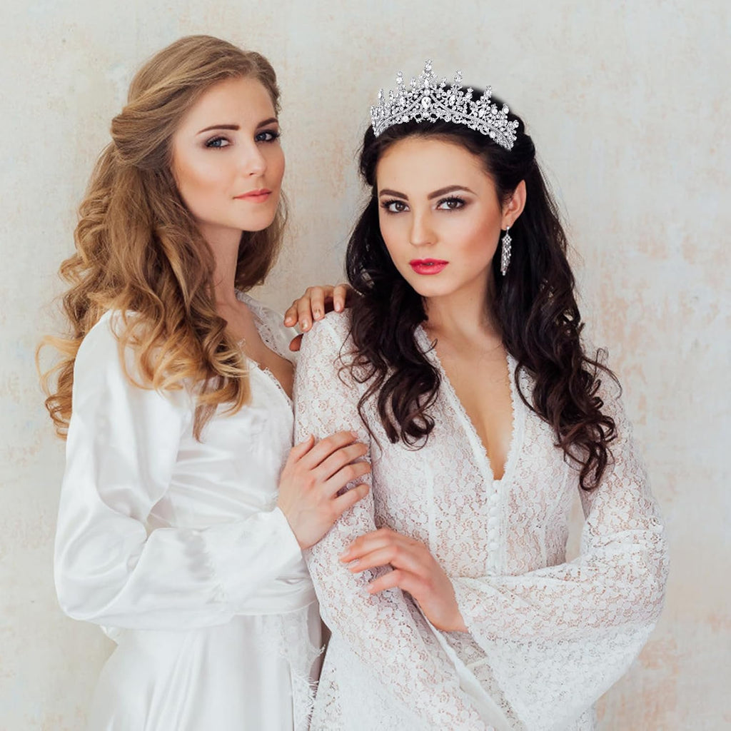 Silver Crystal Birthday Tiara Crowns for Women Girls It's My Birthday Sash Queen Girls Princess Crown with Combs