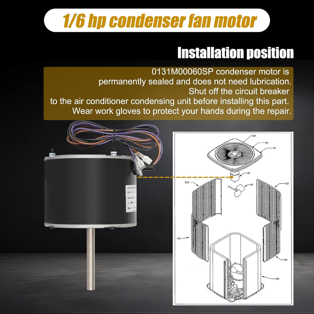 0131m00060SP Condenser Fan Motor, Replaces Goodman 0131M00060SP