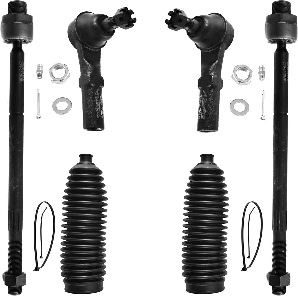 ASTARPRO 6pcs Front Tie Rod Ends Inner and Outer with Boots Compatible with 2002-2005 Dodge Ram 1500