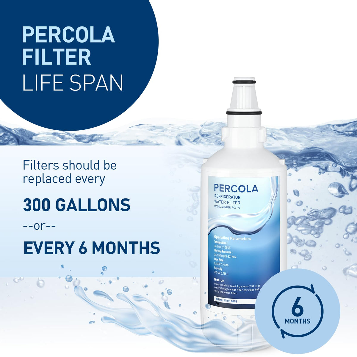 PERCOLA RBIV-205A Water Filter Replacement, 2 Pack