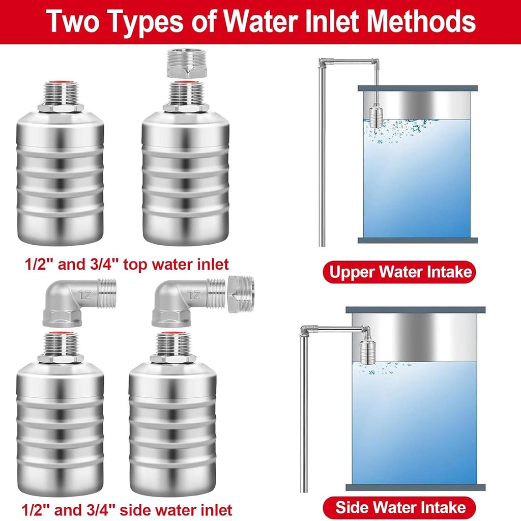 Automatic Float Valve for Water Tank, Tank Float Valve 1/2" & 3/4"