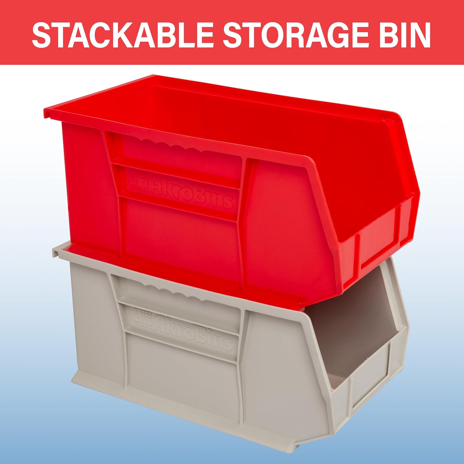 30240 AkroBins Plastic Storage Bins, 15"x8"x7", Blue, 12-Pack | Space-Saving Stackable Bins for Garage, Pantry, Craft