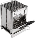 Wood Burning Folding Camp Stove Stainless Steel Grid, Portable Collapsible Backpacking Stove Survival Rocket Stove