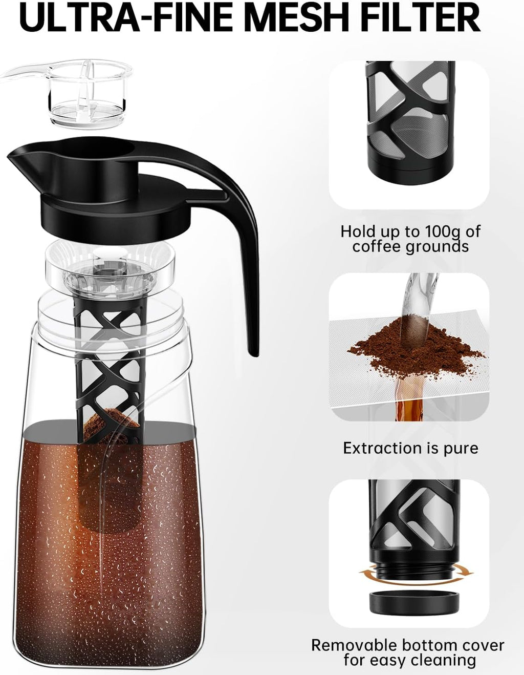 Cold Brew Coffee Maker, 70 oz (2100 ml) BPA Free Tritan Pitcher, Iced Coffee Maker and Tea Brewer, 100% Leak-Proof