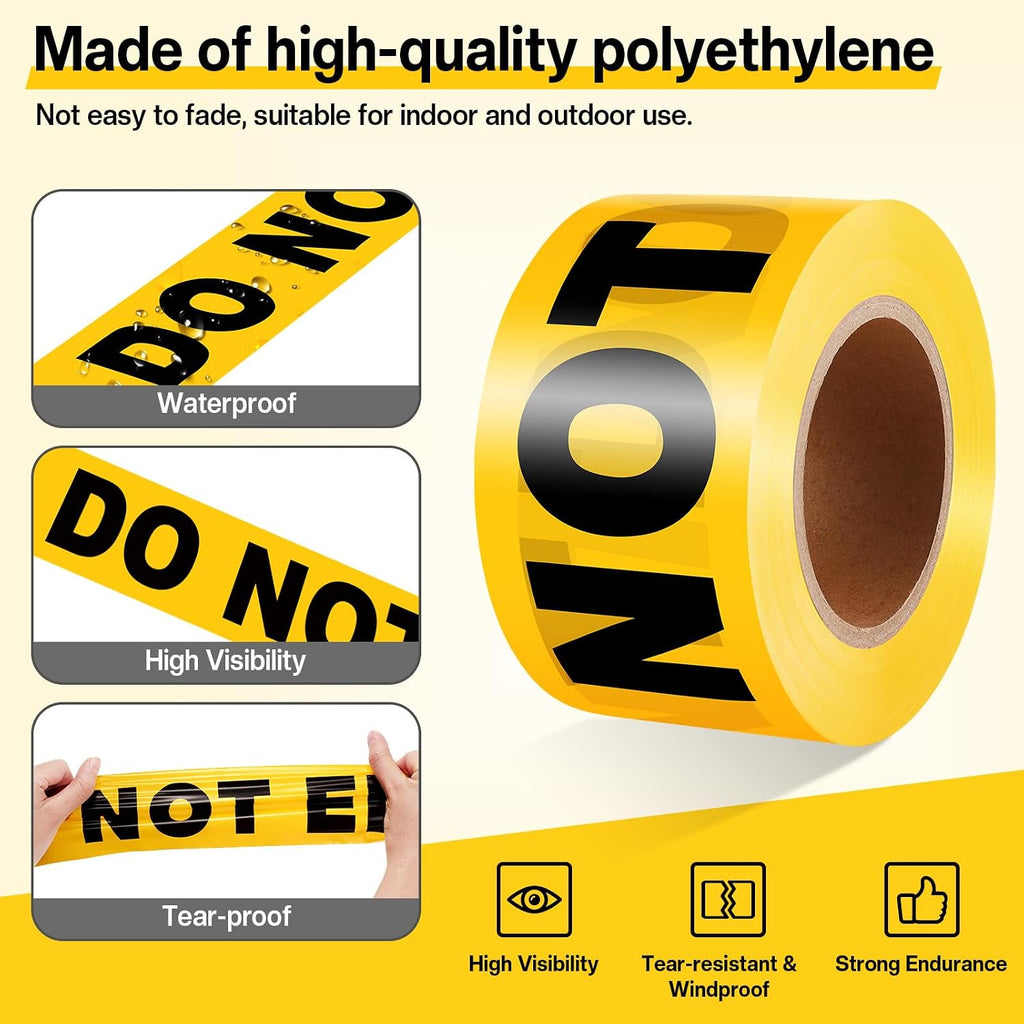 8 Rolls Yellow Caution Do Not Enter Tape 3 Inch x 1000 Feet Safety Warning Tapes Waterproof Barricade Tapes Resistant