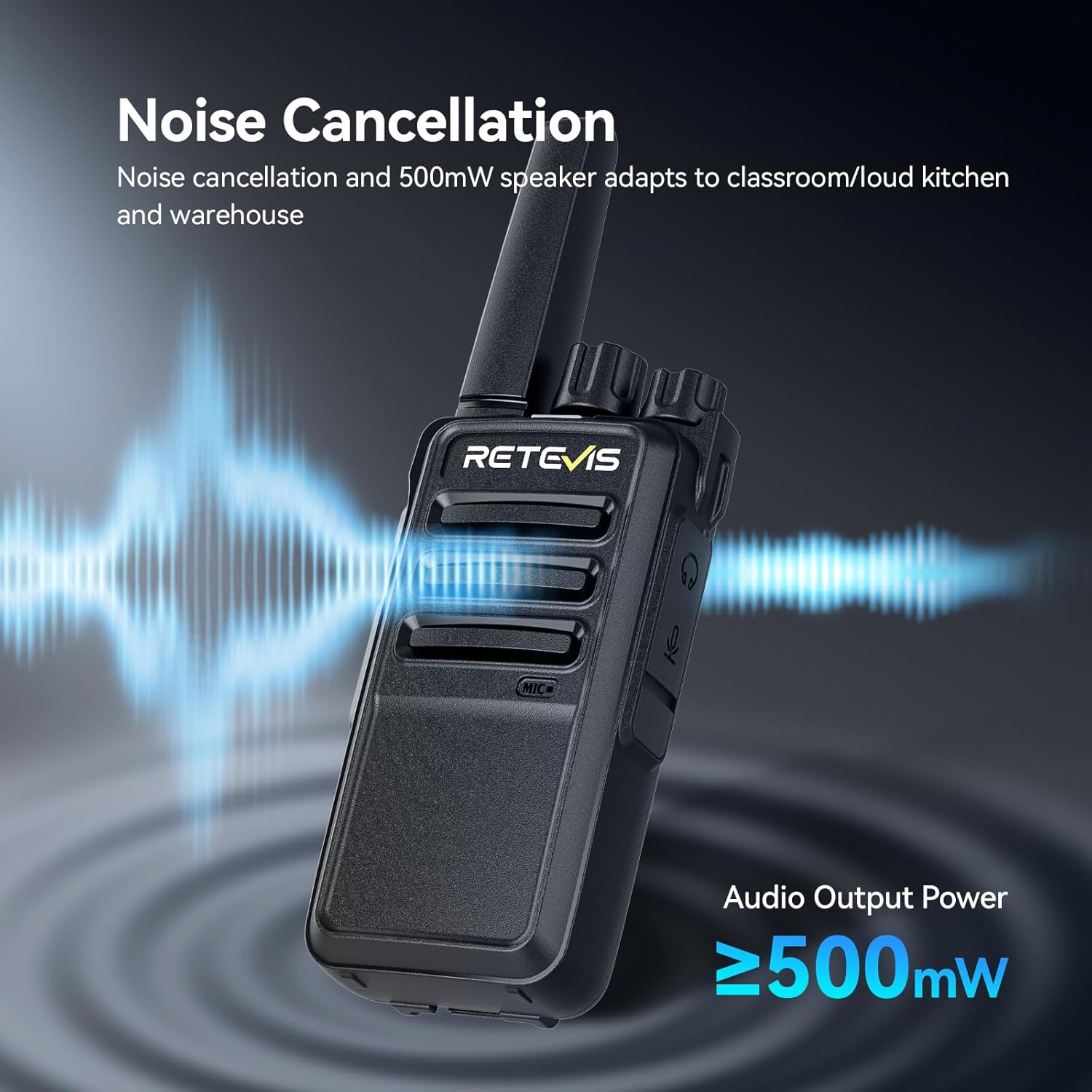 RT68 Business FRS Walkie Talkies Long Range with Earpieces 6 Pack | Rugged & Compact, License-Free, Powerful 500mW
