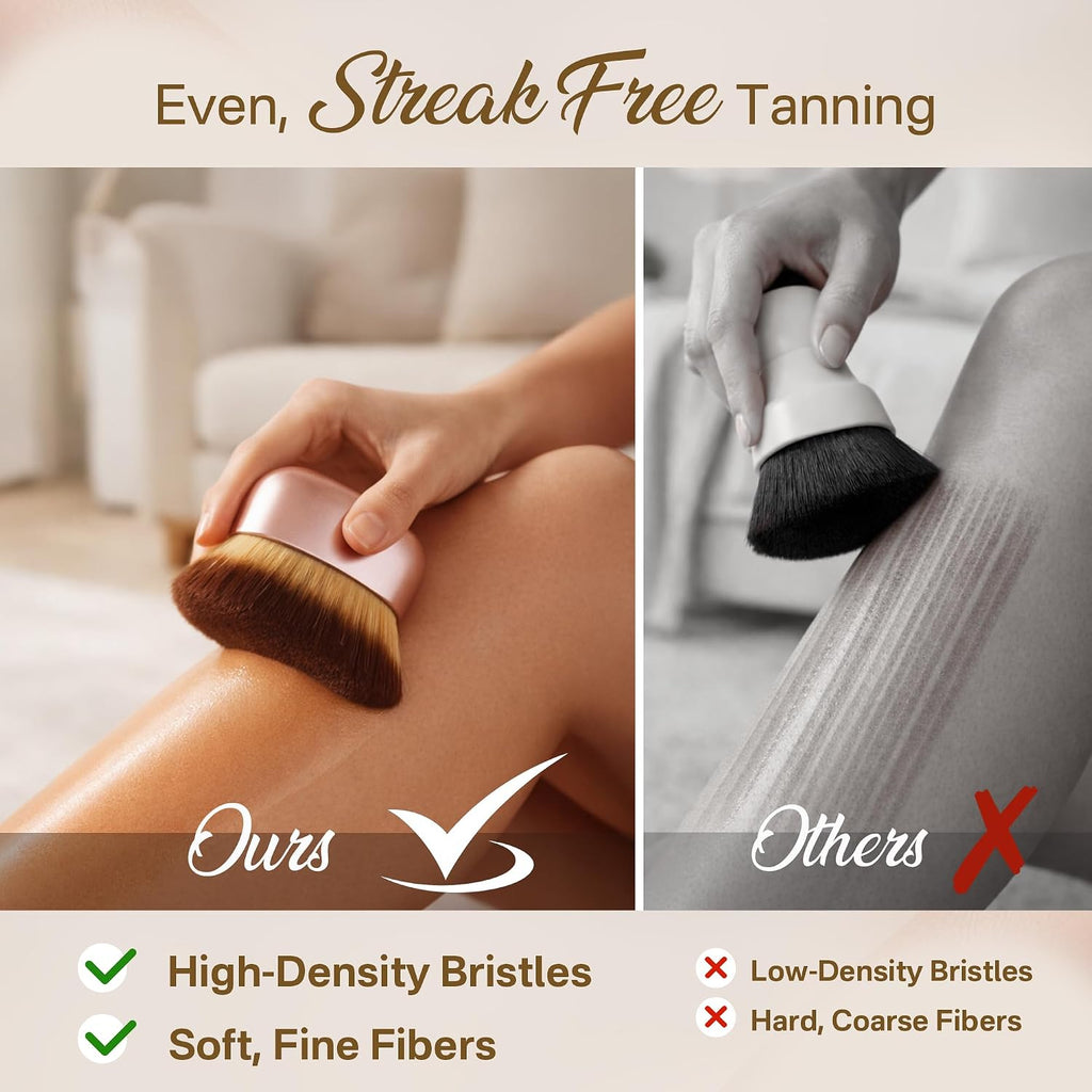 Streak-Free Kabuki Self Tanner Brush, Large Body Makeup Brush,Soft Dense Body Brus h for Self Tanner, Vegan Tanning