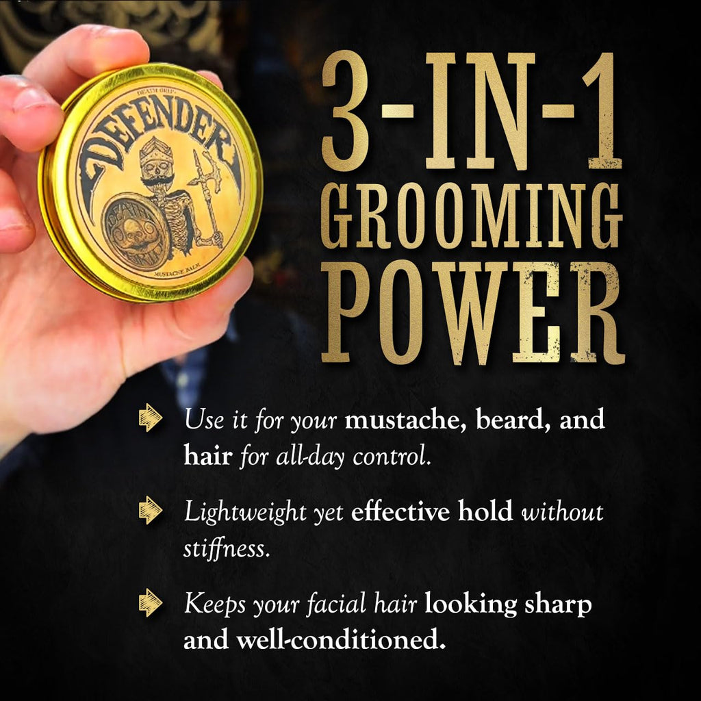 Mustache Balm Defender Travel Size for Men Strong Hold Death Grip