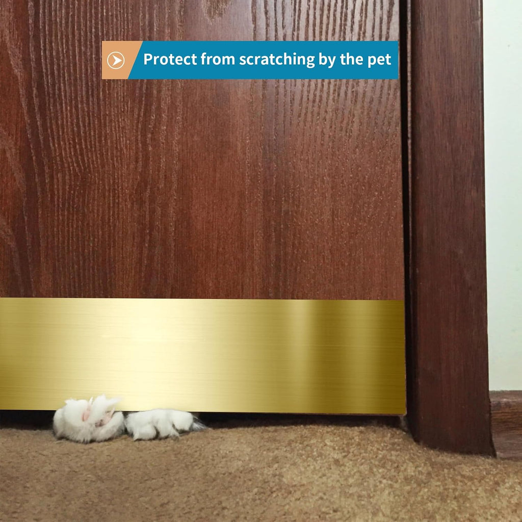 Stainless Steel Door Kick Plate, 6" x 34" Door Push Plate, Self Adhesive Kickplate for 36" Doors Interior or Exterior